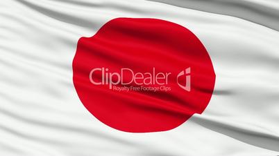 Realistic 3d seamless looping Japan flag waving in the wind.