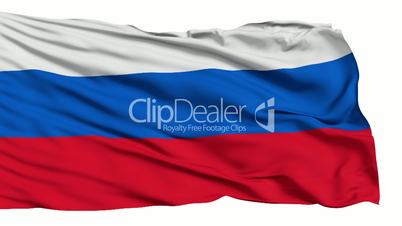 Realistic 3d seamless looping Russia flag waving in the wind.