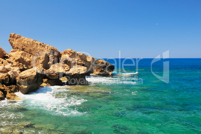 Rocky shore of sea