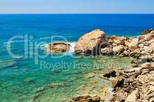 Rocky shore of sea