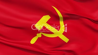 Realistic 3d seamless looping USSR flag waving in the wind.