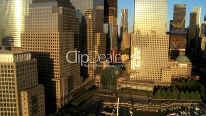 Aerial view of the Financial District, Manhattan and Skyscrapers, NY, USA