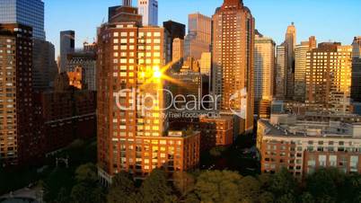 Aerial view of the Financial District, Battery Park and Harbor, NY, USA