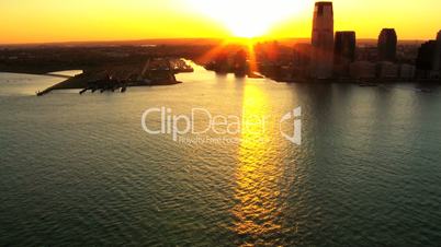 Aerial view of New Jersey Harbor and the Modern Development, NY, USA