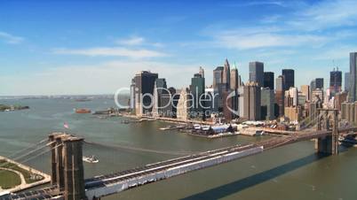 Aerial view of Manhattan, Financial District and Brooklyn Bridge, NY,USA