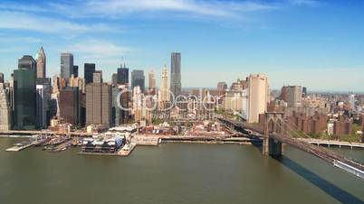 Aerial view of the Brooklyn Bridge Downtown Manhattan