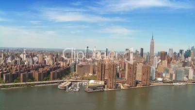 Aerial view of Midtown Manhattan, along the Hudson River, NY, USA