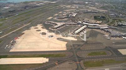 Aerial view of La Guardia Airport and Freeway system, New York, USA