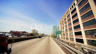 P.O.V Driving on Elevated Freeway, New York