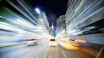 Time Lapse P.O.V Driving at Night Manhattan, NY, USA