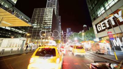 Time Lapse P.O.V Driving at Night Midtown Manhattan, NY, USA