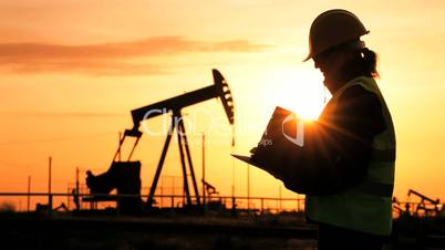 Oil Production Site Overseen by Female Engineer