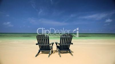 Beach Chairs on a Tropical Paradise Beach