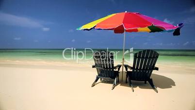 Beach Escapism with Sun Parasol & Chairs
