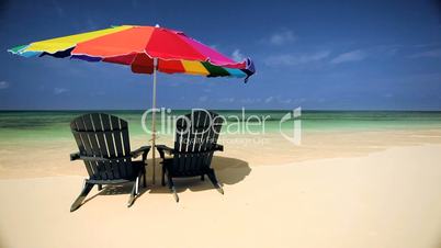 Sun Parasol & Chairs on a Paradise Beach