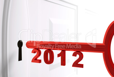 Red key for 2012 year 3d render