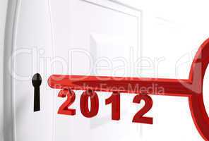 Red key for 2012 year 3d render