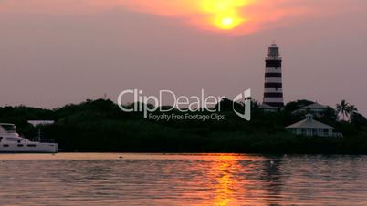 Tropical Island Lighthouse at Sunset