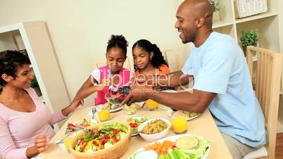 Ethnic Family Eating Healthy Low Fat Lunch