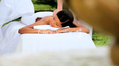 Beautiful Asian Chinese Girl Having Massage Therapy