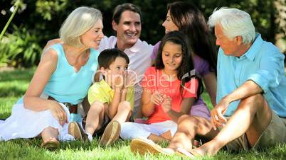 Three Generations of Caucasian Family Leisure Time