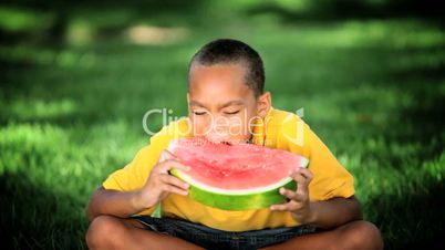 Young Ethnic Boy Healthy Eating