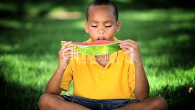African American Child Eating Water Melon