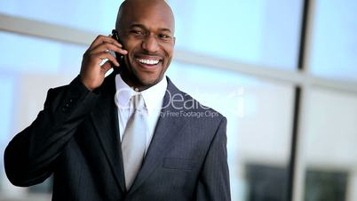 African American Businessman Outdoors with Smartphone