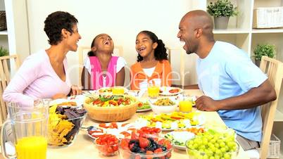 African American Family Eating Healthy Lunch