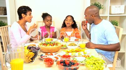 African American Family Enjoying a Healthy Lunch