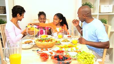 Ethnic Family Eating Healthy Food for Lunch