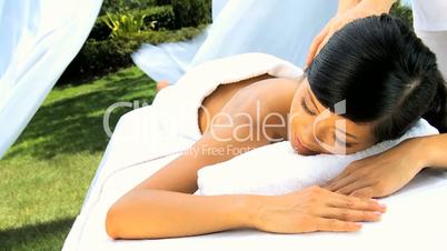 Luxury Spa Client Enjoying Massage Therapy