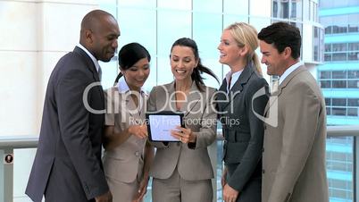 Successful Business Team Congratulating Each Other