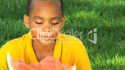 African American Child Eating Water Melon