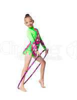 Young girl show gymnastics dance with hoop