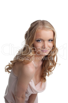 sexy blond woman portrait look at camera