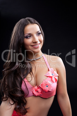 beautiful dancer smile  in oriental rose costume