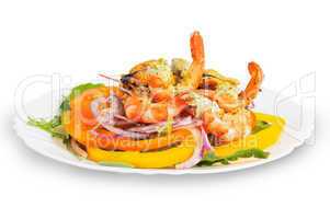 Salad with shrimp and mussels
