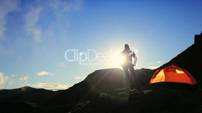 Female Hiker in Harsh Barren Environment