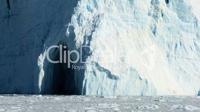 Glacier Walls of Ice Surrounded by Frozen Sea