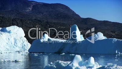 Large Floating Icebergs Broken from a Glacier