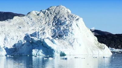 Large Floating Icebergs Broken from a Glacier