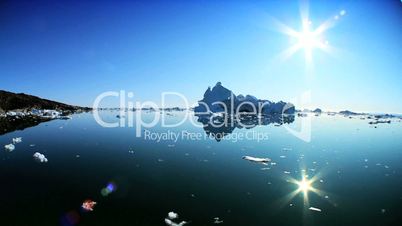 Large Floating Icebergs Broken from a Glacier