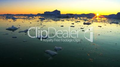 Sunset Over Frozen Arctic Glacial Ice