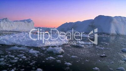 Moving Ice Floes at Sunset