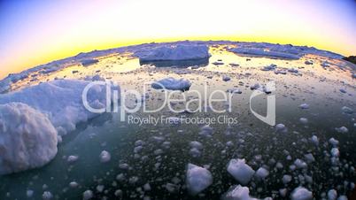 Sunset & Arctic Ice Floes in Wide Angle