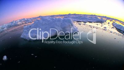 Wide Angle Arctic Ice at Sunset