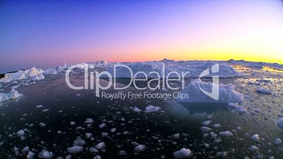 Sunset & Arctic Ice Floes in Wide Angle