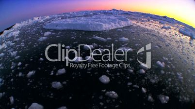 Wide Angle Arctic Ice at Sunset