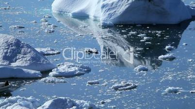 Small Craft Between Ice Floes & Icebergs Arctic Region